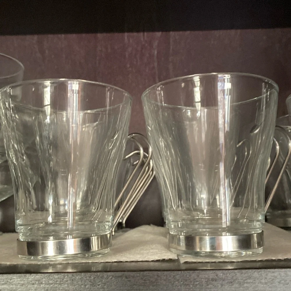 Bormioli Rocco Oslo Glass Cappuccino Cups with Metal Handles